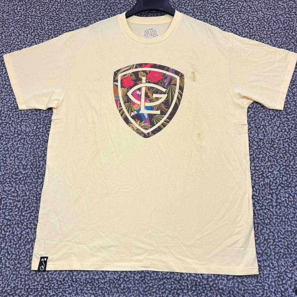 Greg‎ Lutzka Shirt Men Extra Large Yellow Grassroots Short Sleeve Cotton XL